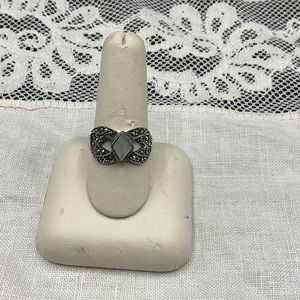 Sterling marcasite and mothe of pearl ring